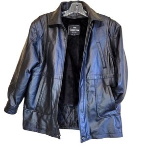 Black Leather Jacket With Lining by THE Connection Size XL